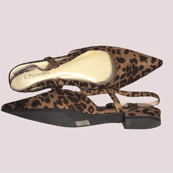 NWT C.Paravano Leopard Print Pointed Toe Slingback Flats - EU 38.5 / US 8 - Picture 4 of 5